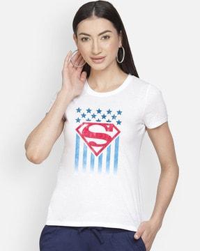 superhero print crew-neck t-shirt