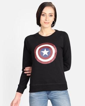 superhero print full sleeves pullover