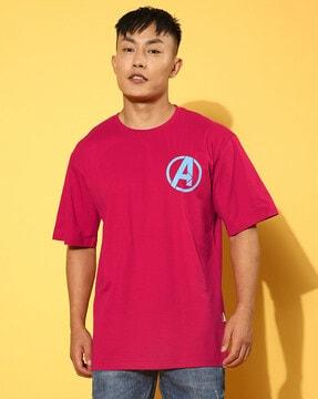superhero print loose fit t-shirt
