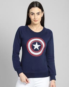 superhero print round-neck sweatshirt