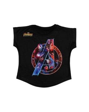 superhero print round-neck top