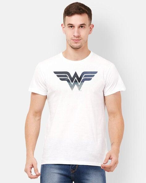 superhero print short sleeves crew neck t-shirt