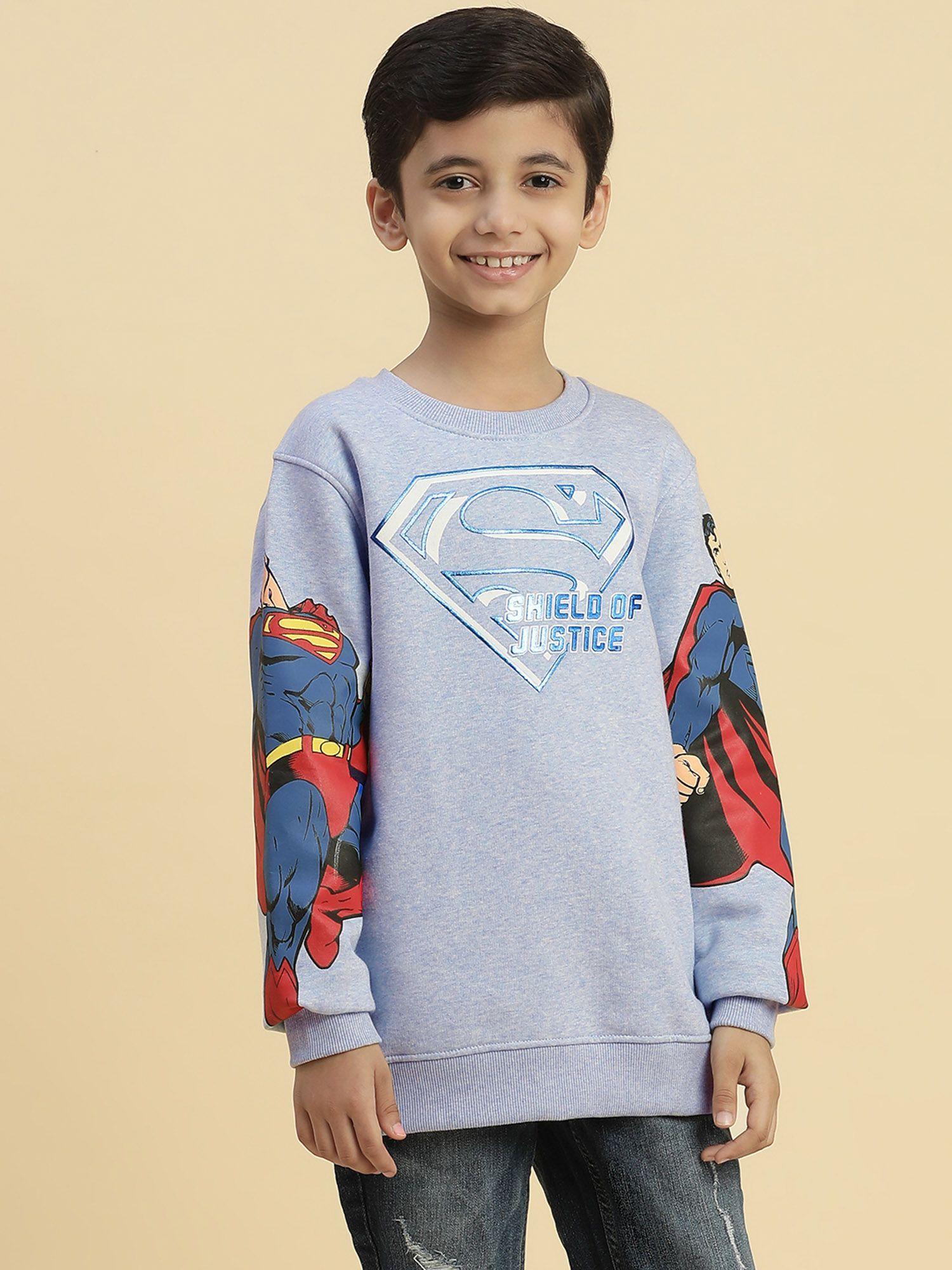 superman printed blue sweatshirt for boys