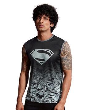 superman printed crew-neck vest