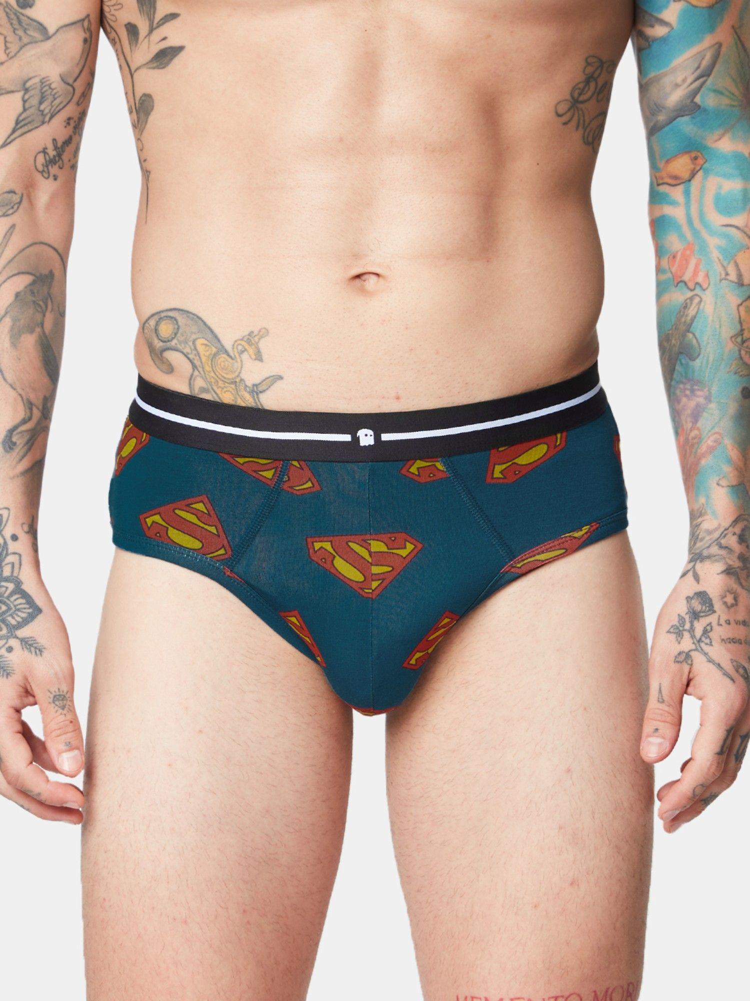 superman- logo pattern men briefs underwear blue