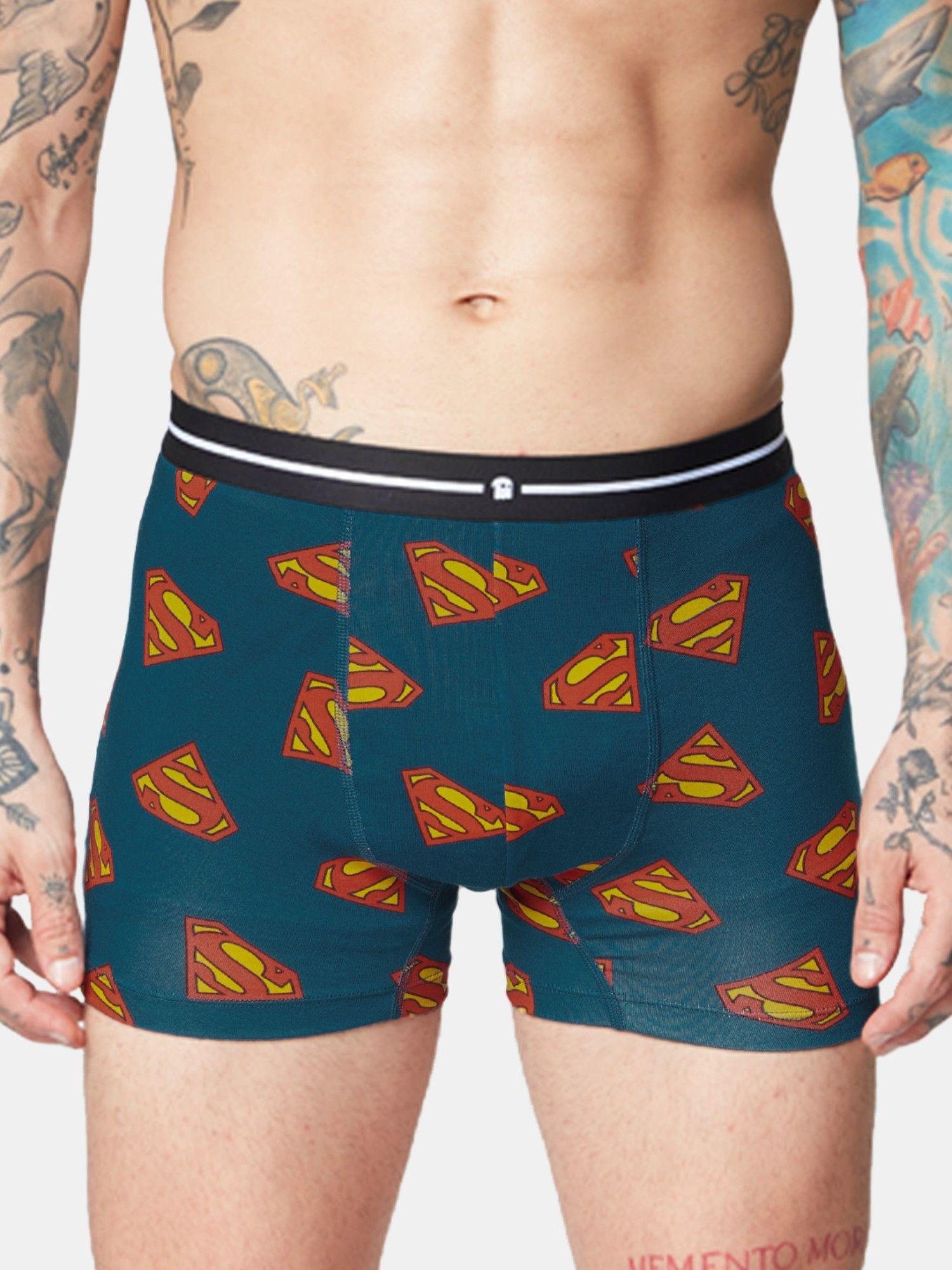 superman- logo pattern men trunks underwear blue