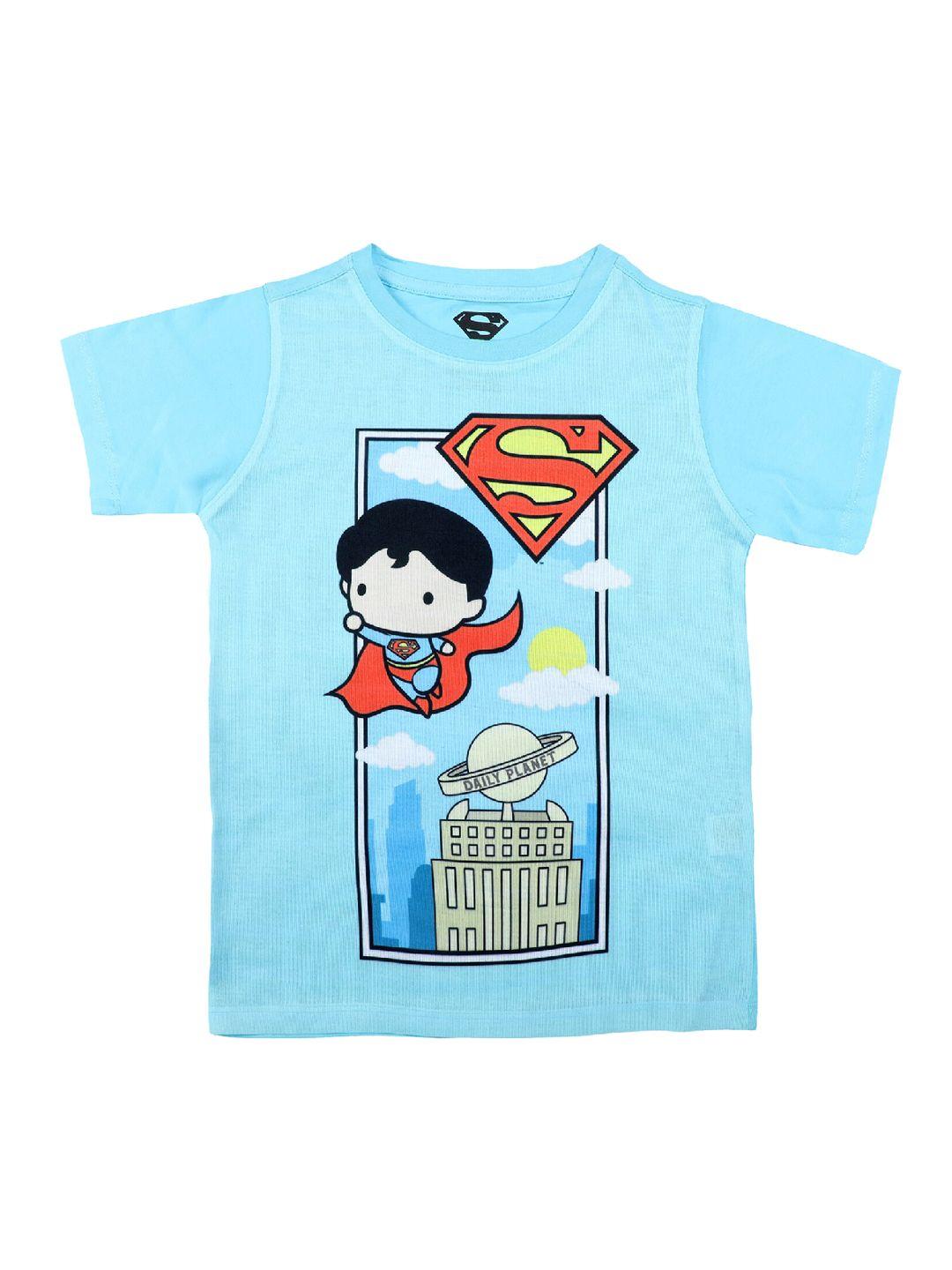 superman boys blue printed round neck t-shirt