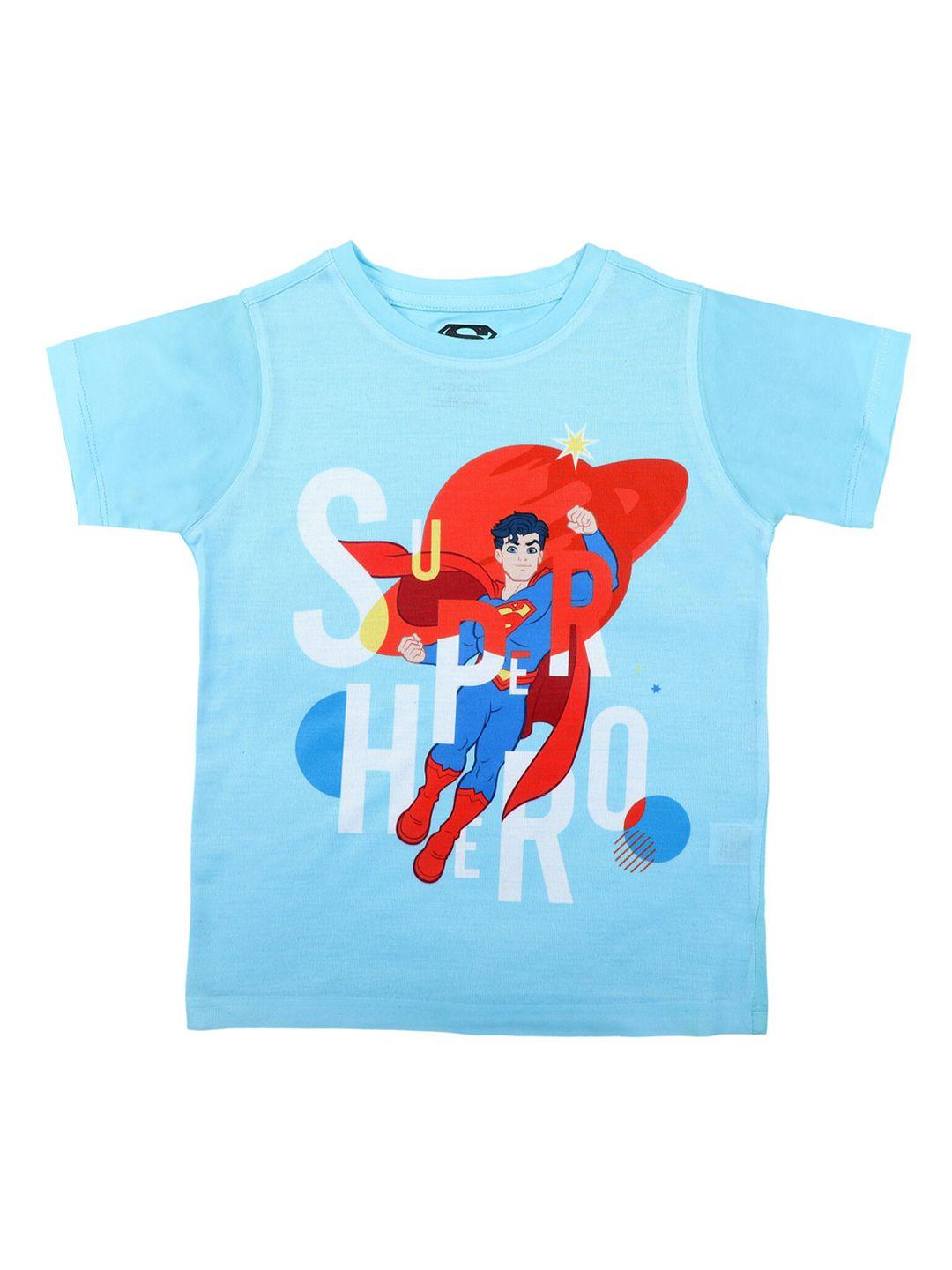 superman boys blue printed round neck t-shirt