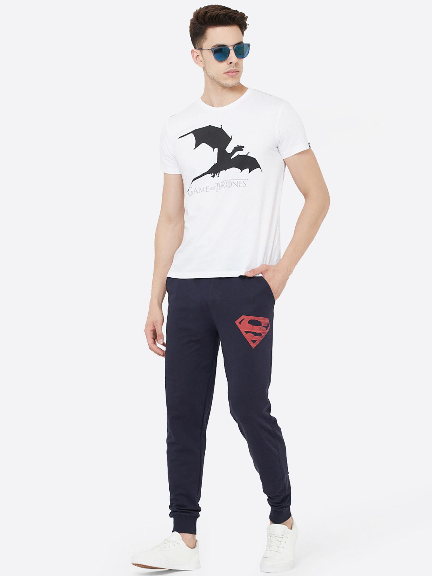 superman featured navy joggers for men