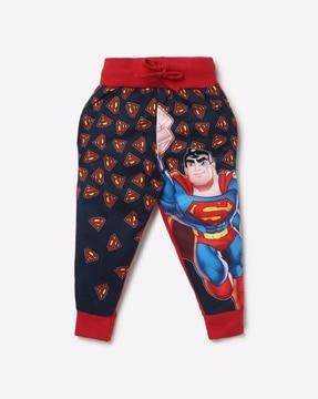 superman print joggers with drawstring waistband