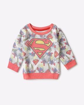 superman print round-neck sweatshirt