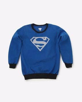 superman print round-neck sweatshirt