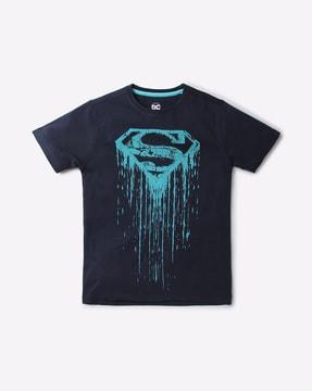 superman print round-neck t-shirt