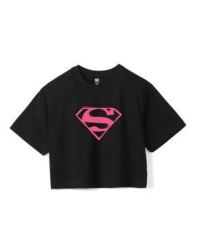 superman print round-neck t-shirt