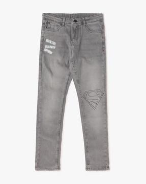 superman print straight fit jeans