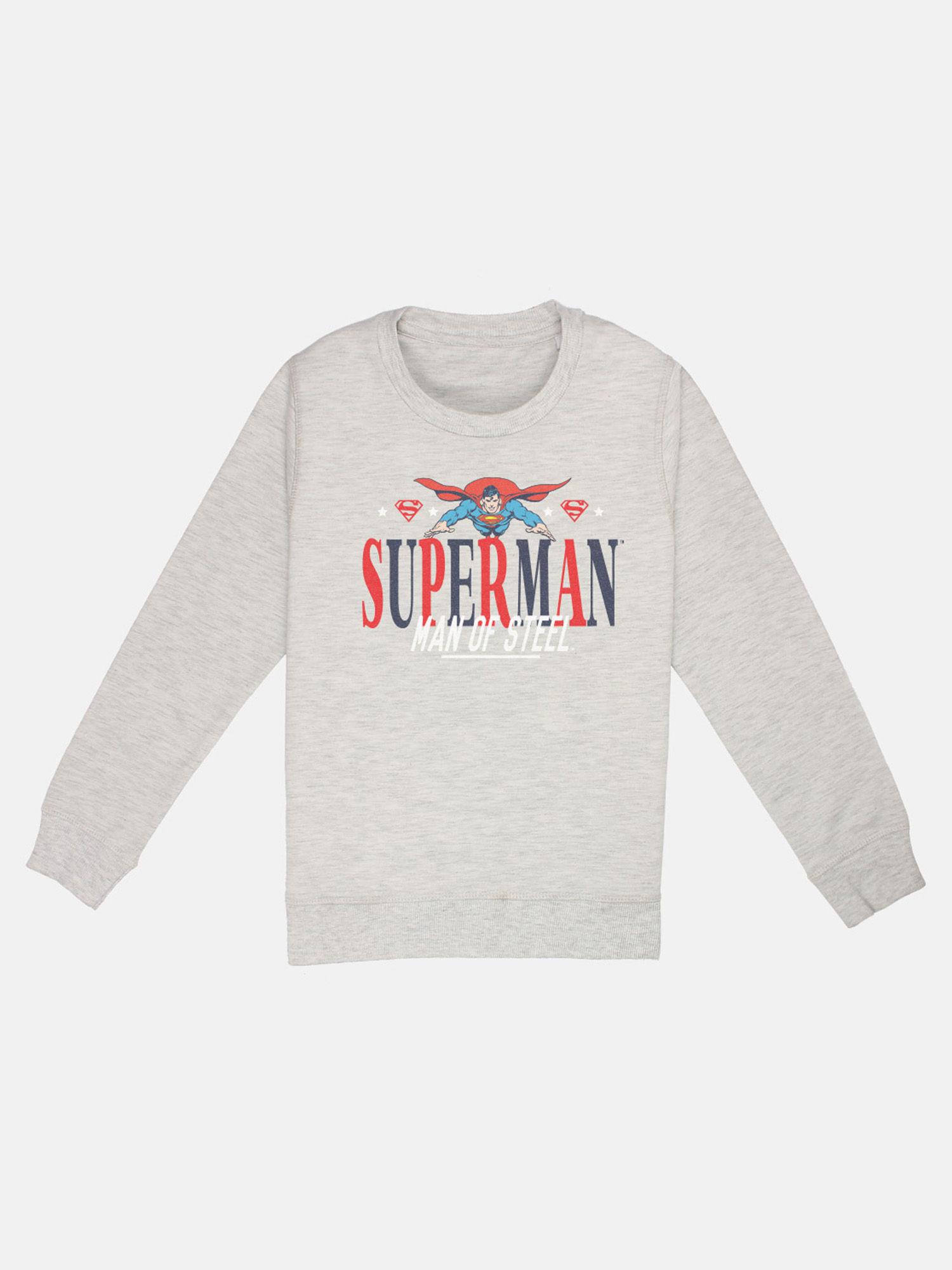 superman printed grey full sleeve sweater