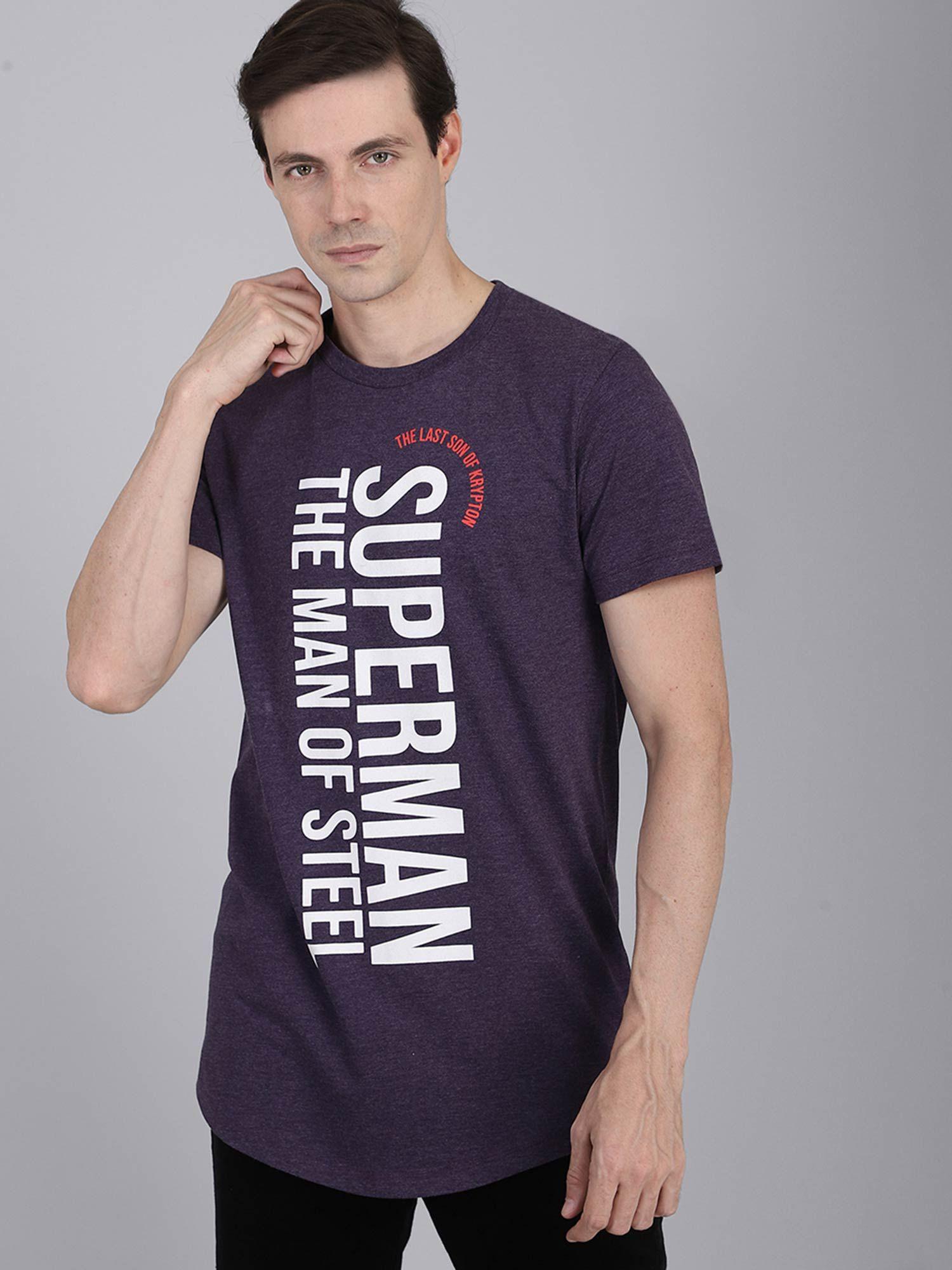 superman printed purple t-shirt for men