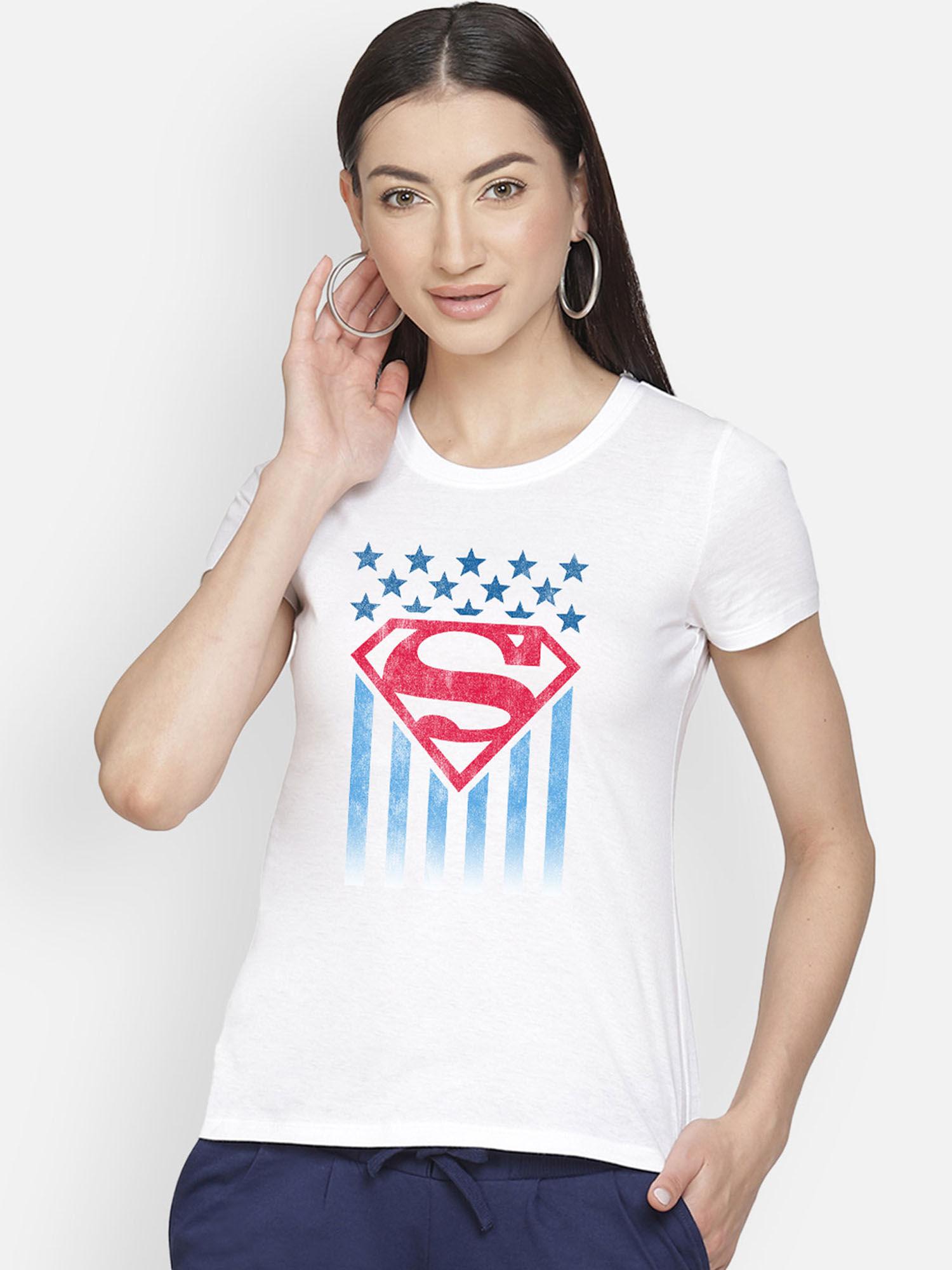 superman printed white t-shirt