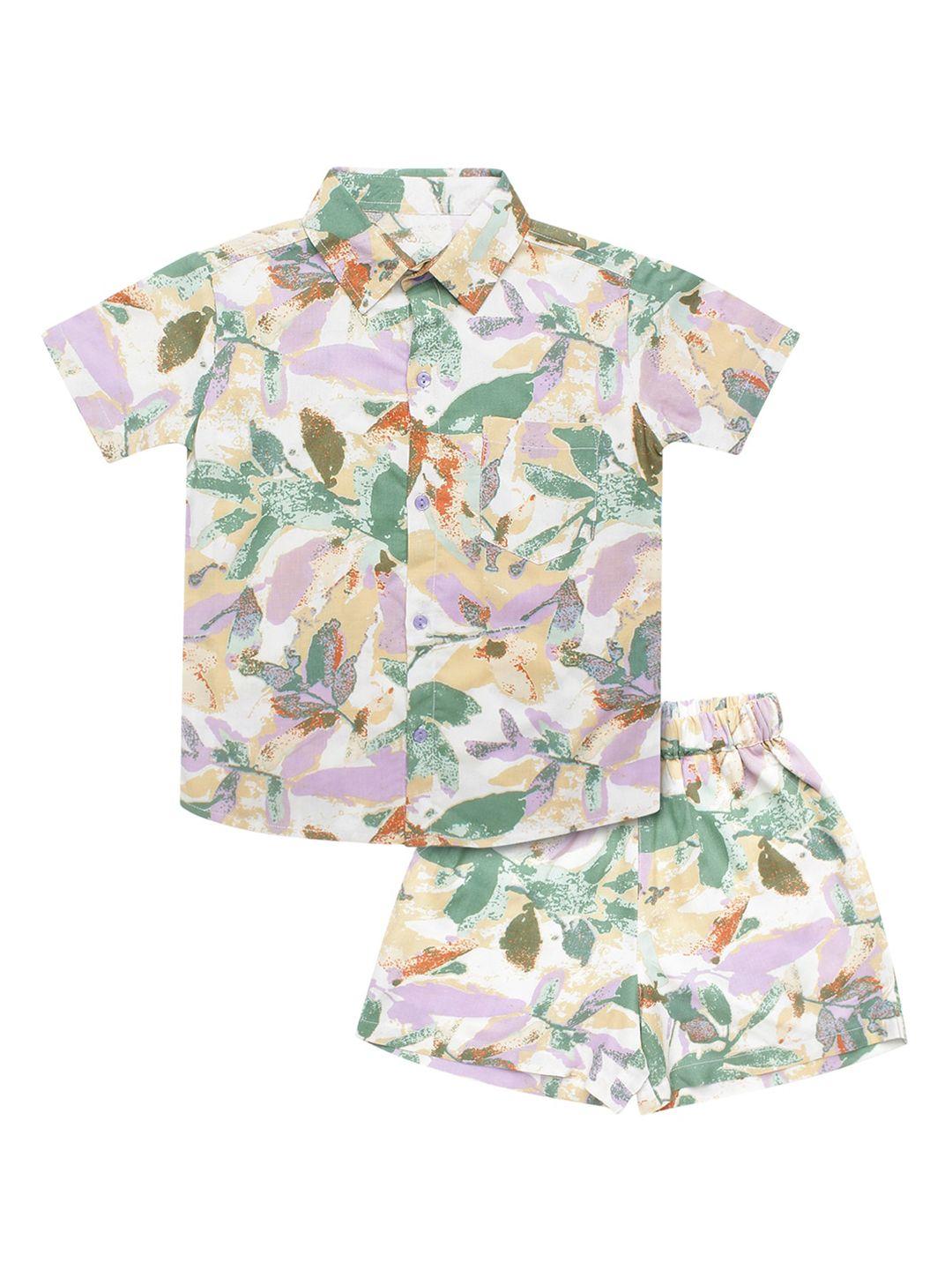 superminis boys floral printed shirt with shorts