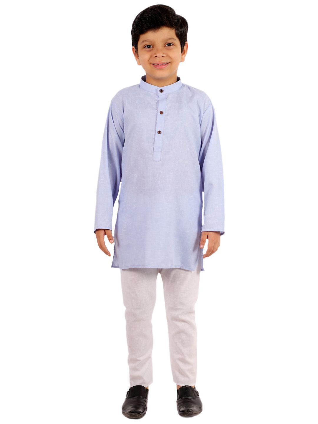 superminis boys blue solid kurta with pyjamas