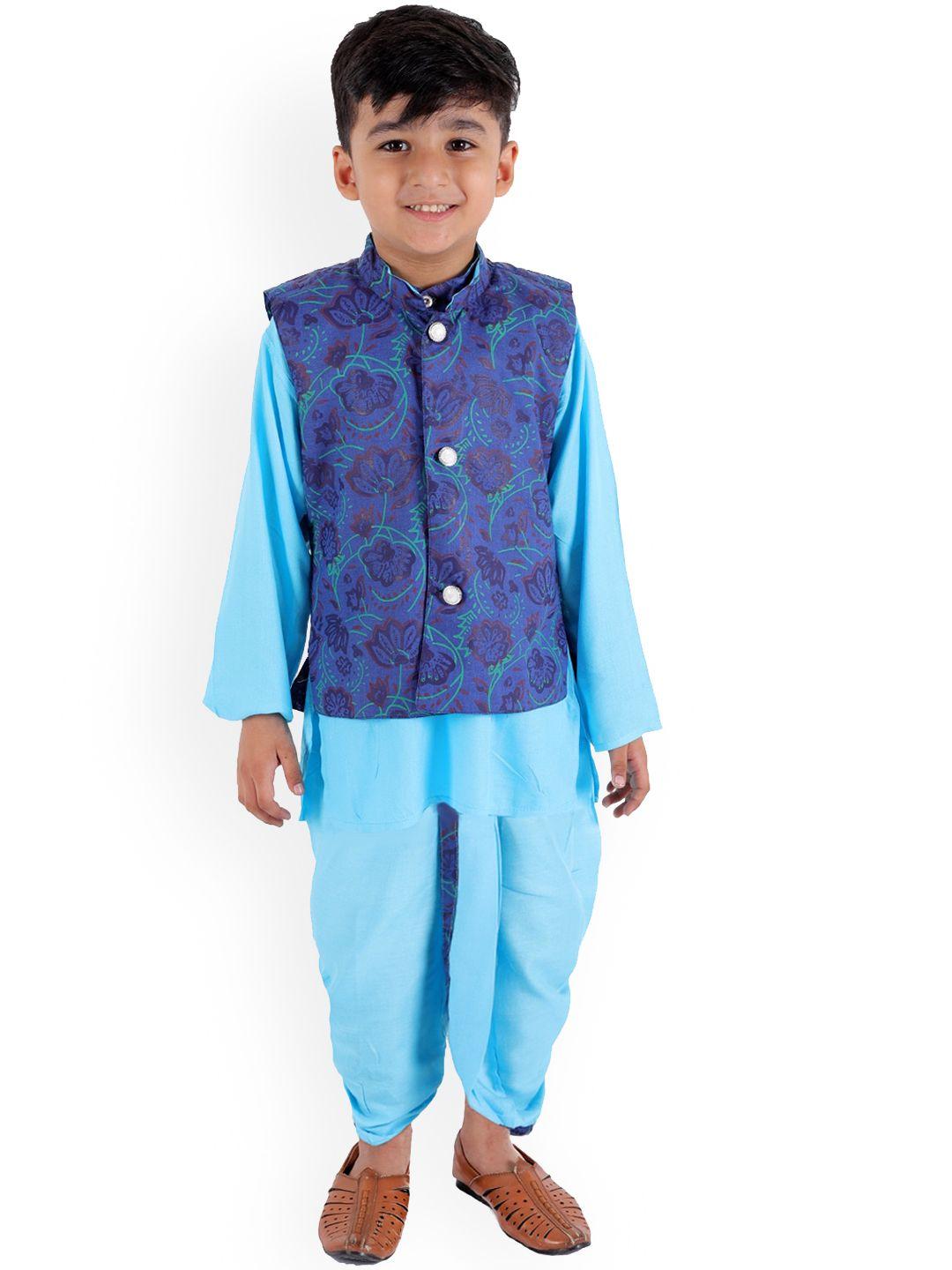 superminis boys mandarin collar kurta with dhoti pants & nehru jacket