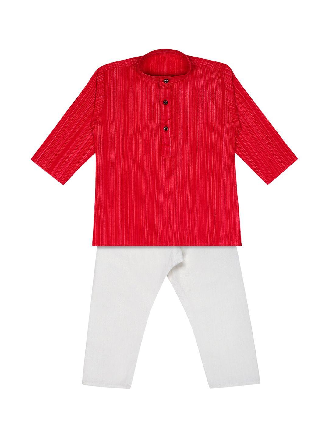 superminis boys red striped kurta with pyjamas