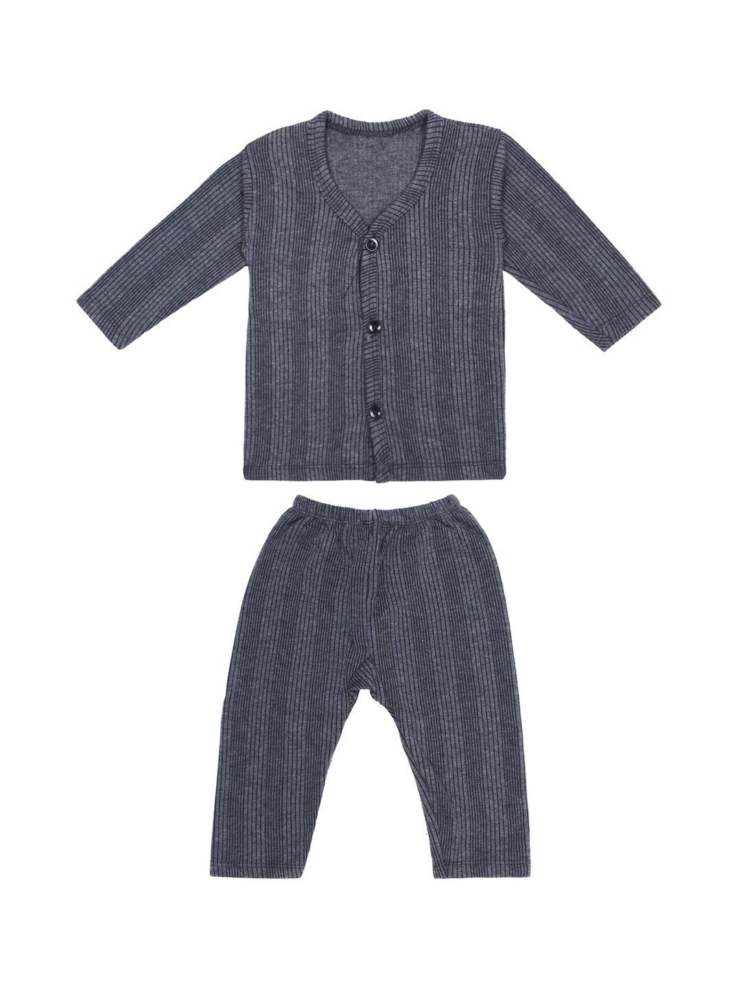 superminis infant kids grey striped cotton thermal set