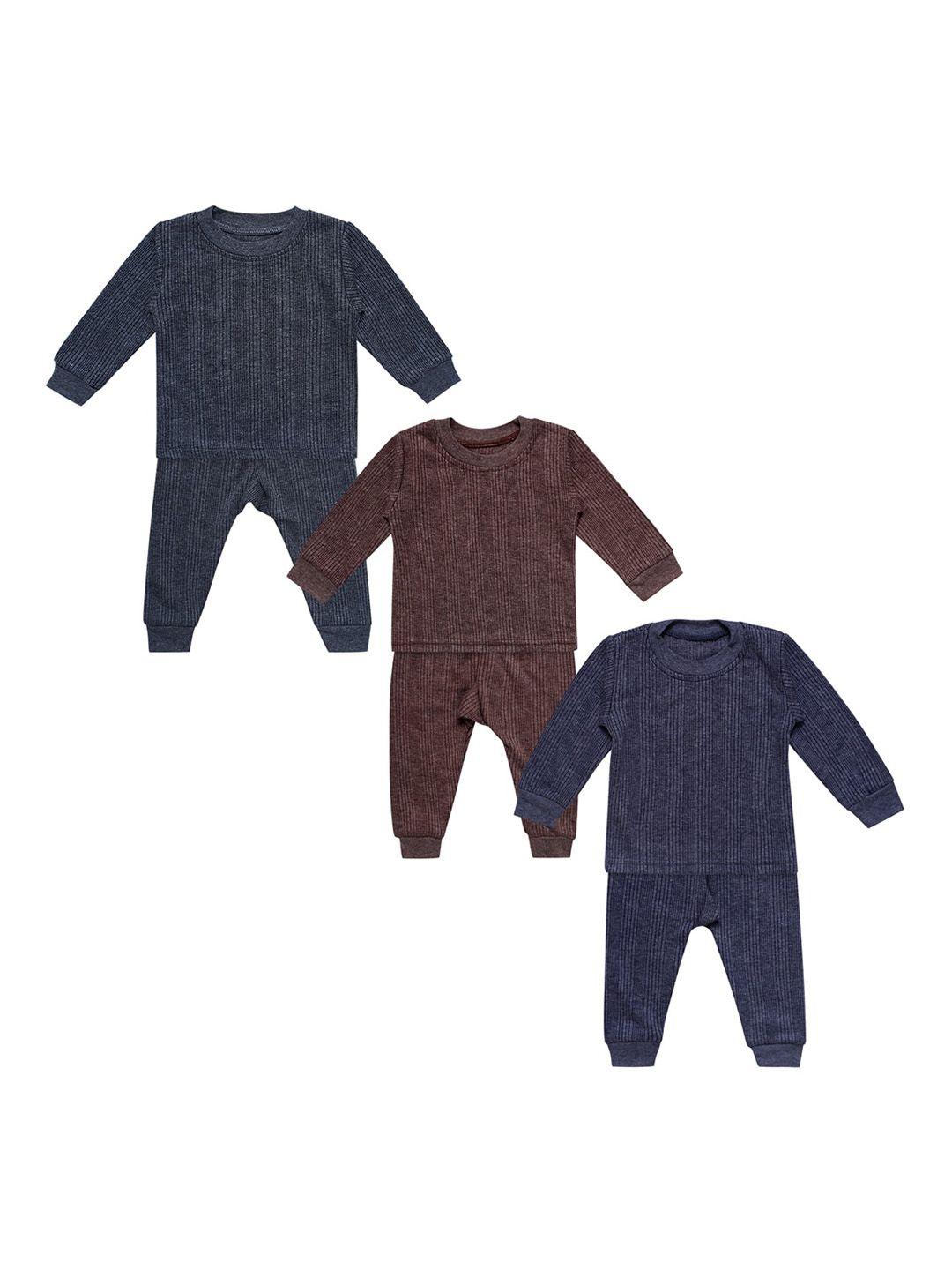 superminis infant kids pack of 3 striped pure cotton thermal set