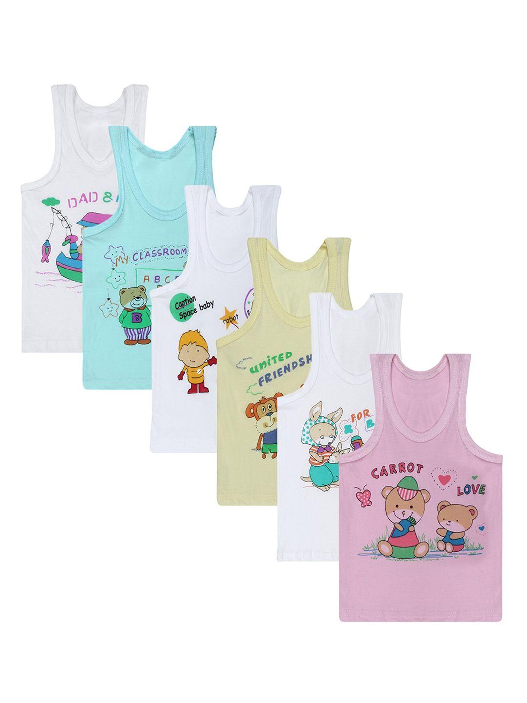 superminis infant kids pack of 6 multicoloured printed innerwear vests