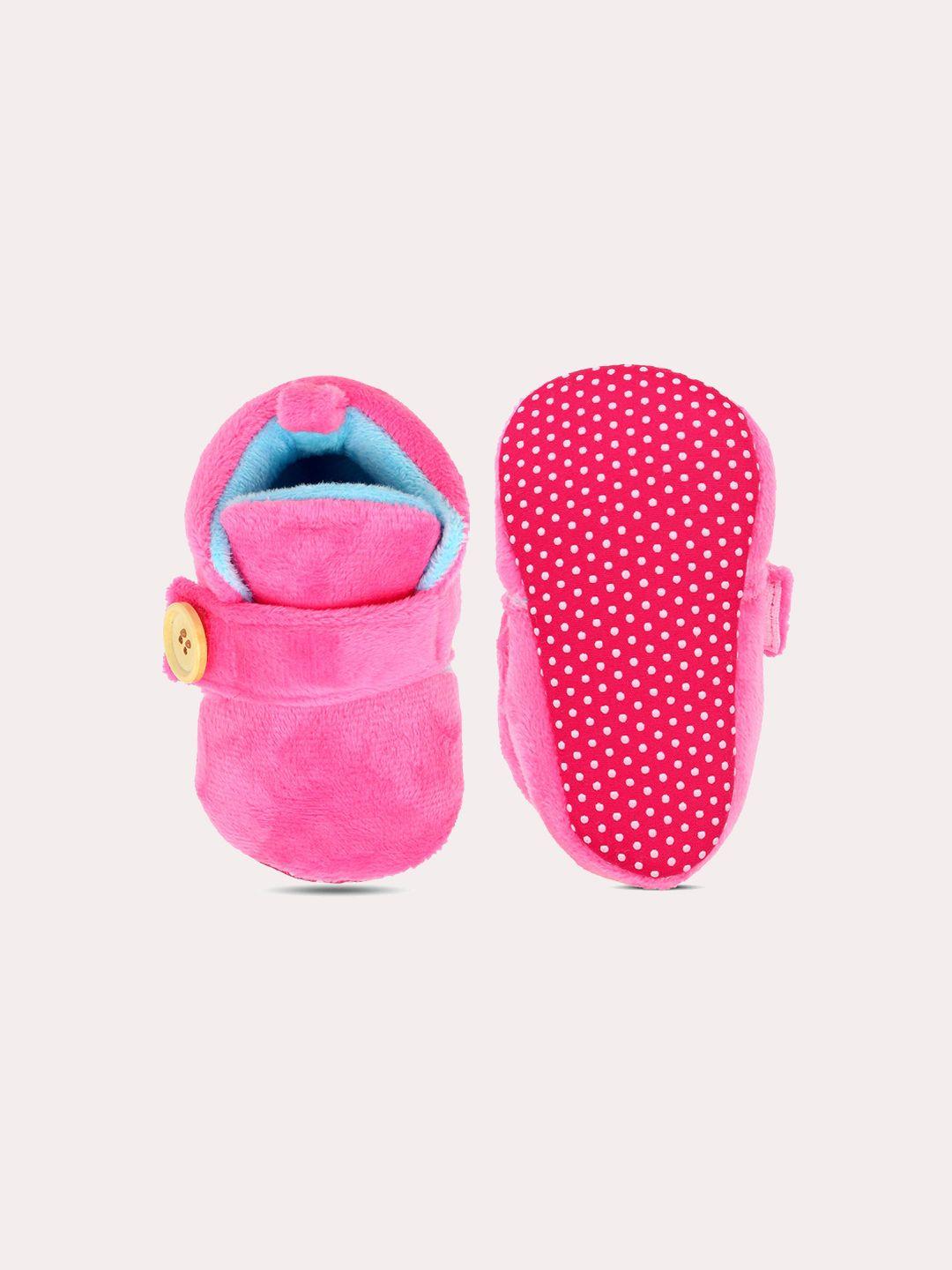 superminis infants kids pink solid booties