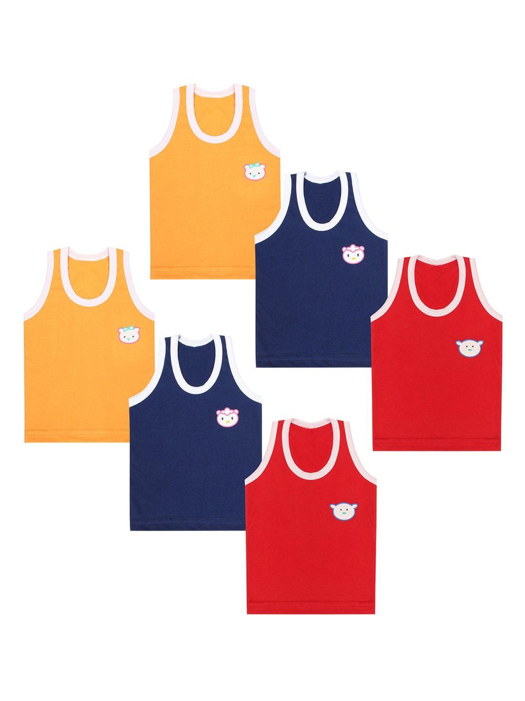 superminis infants unisex pack of 6 pure cotton innerwear vests