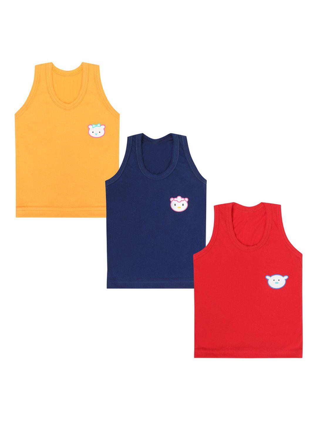 superminis kids pack of 3 solid pure cotton innerwear vests