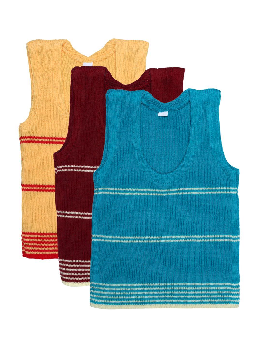 superminis kids pack of 3 striped wollen innerwear vests