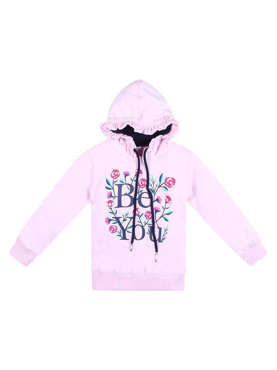 superminis kids pink printed hooded cotton sweatshirt
