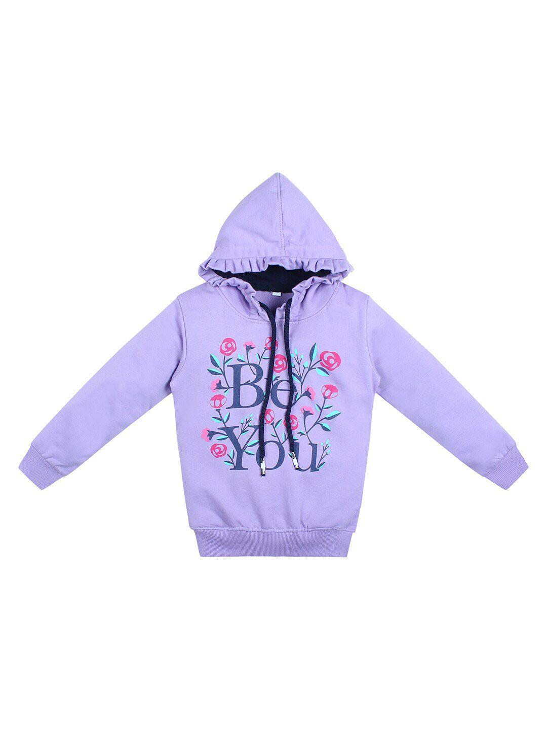 superminis kids purple printed hooded sweatshirt