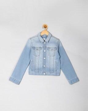 supersoft knit denim jacket with flap pockets