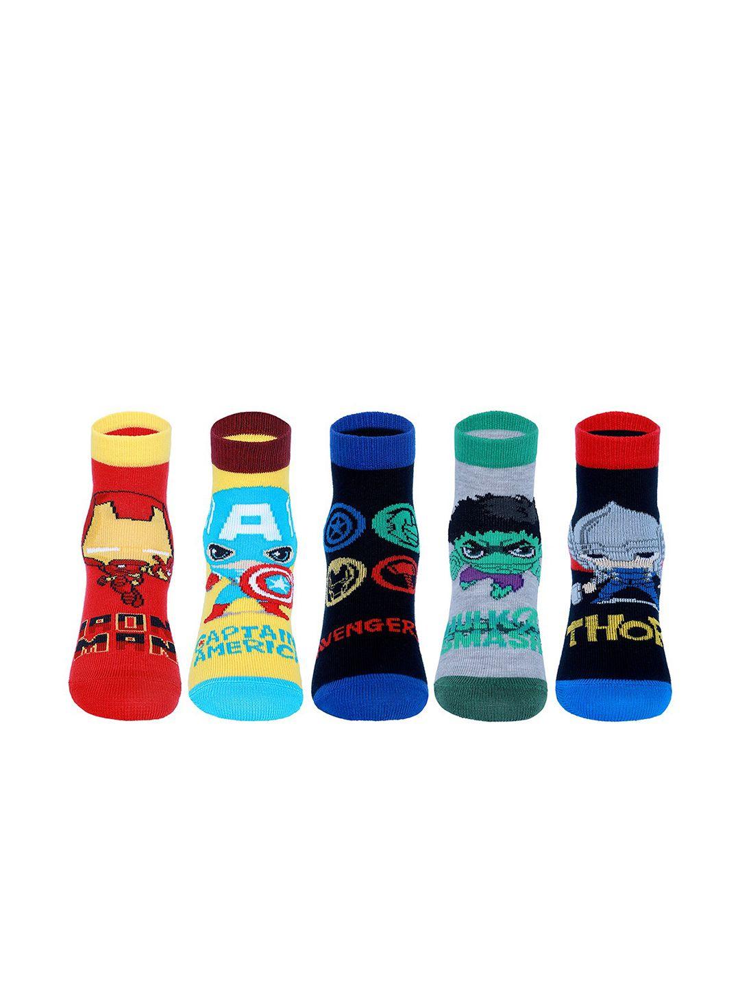 supersox boys pack of 5 disney avenger patterned ankle-length socks