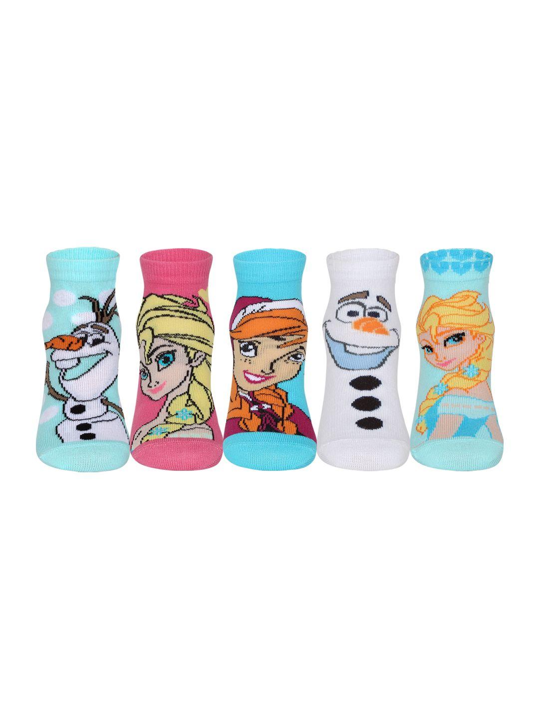 supersox girls pack of 5 assorted printed ankle-length socks