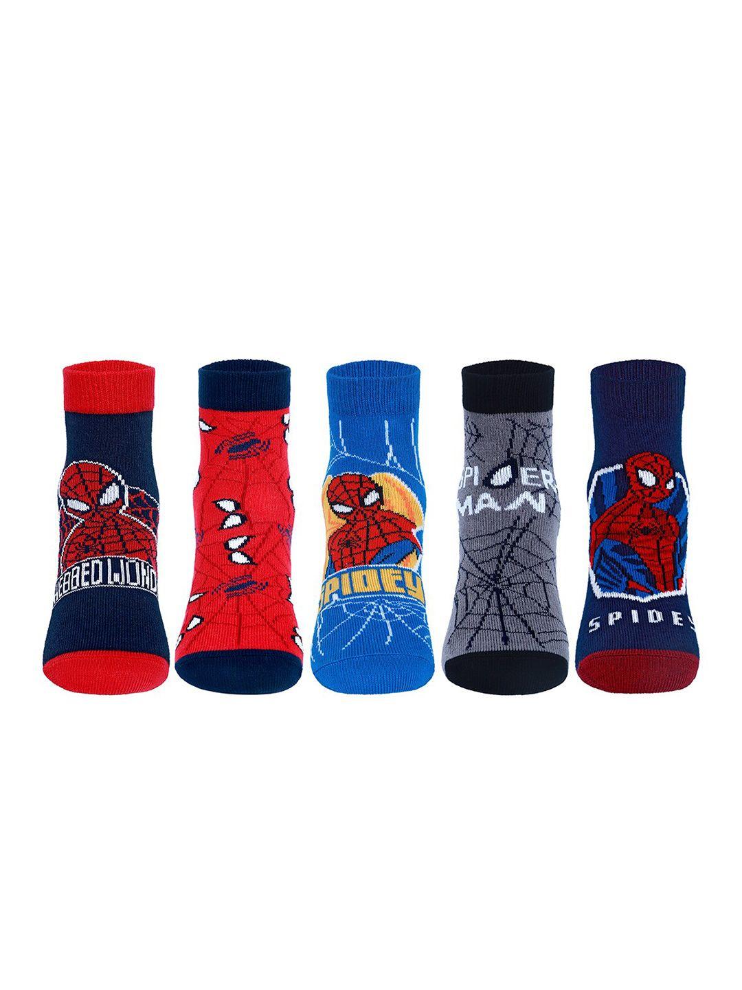 supersox multicoloured set of 5 spiderman ankle length socks