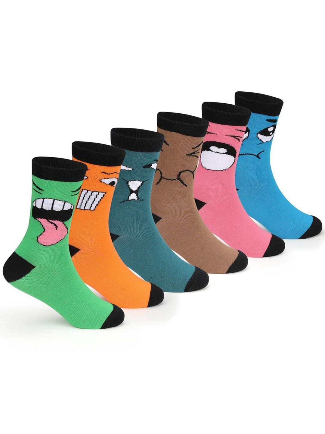 supersox boys pack of 6 patterned cotton above ankle length socks