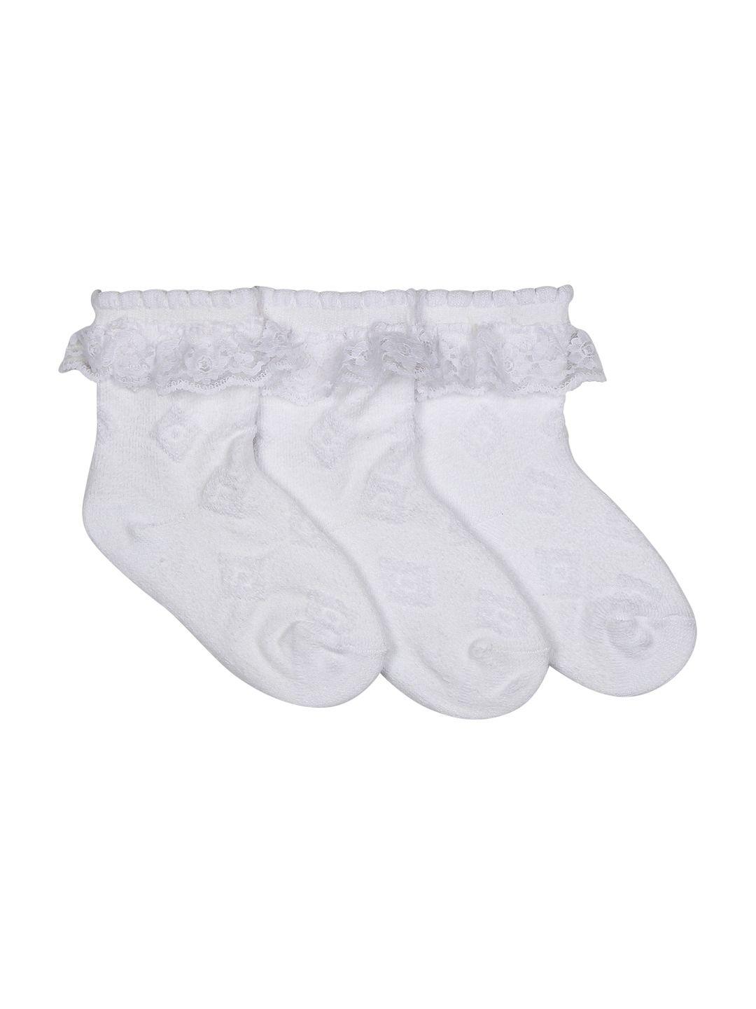 supersox kids pack of 3 white assorted ankle-length socks