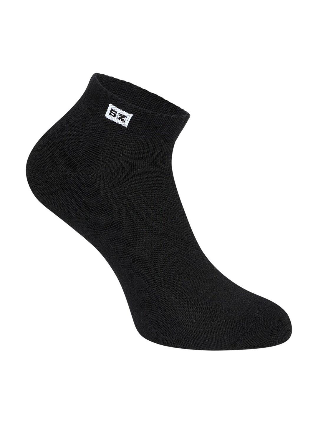 supersox men pack of 3 black solid ankle-length cotton socks