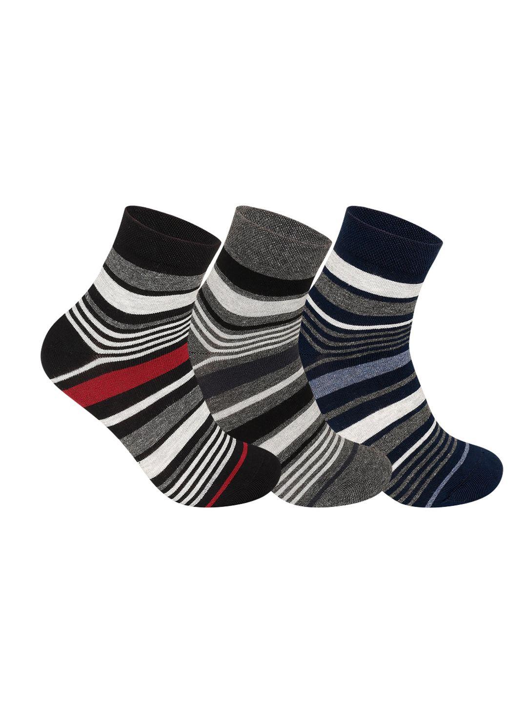 supersox men pack of 3 striped ankle-length socks