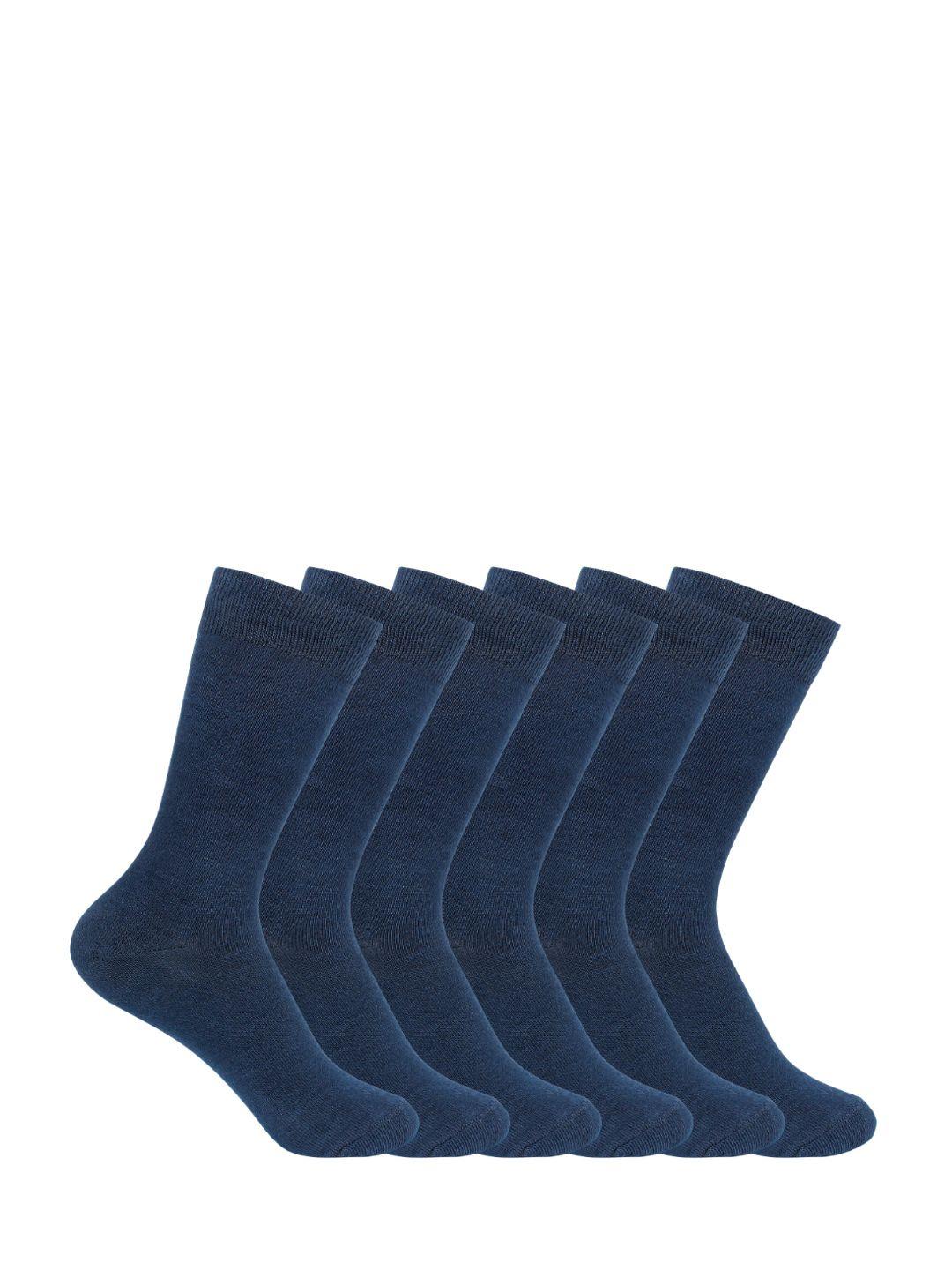 supersox unisex kids pack of 6 navy blue solid calf-length school uniform socks