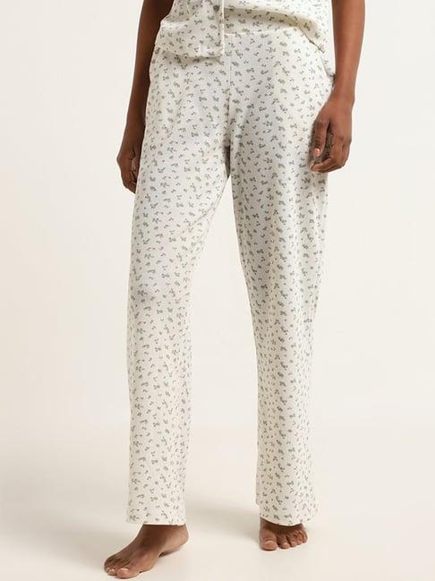 superstar by westside white floral mid rise pants