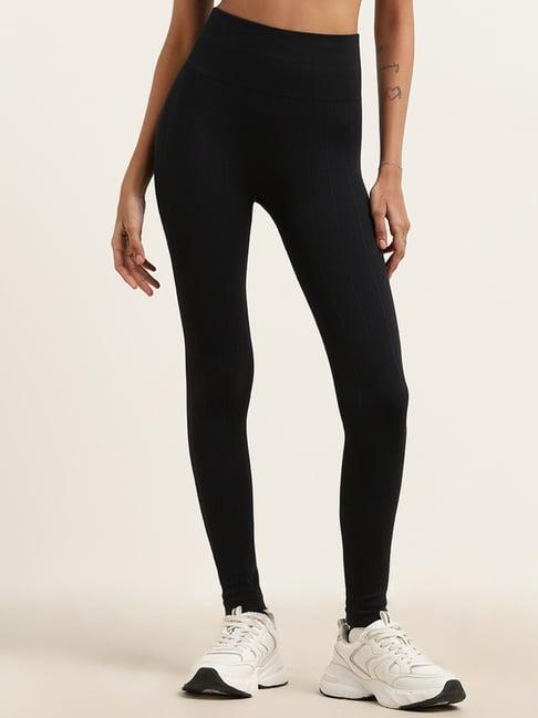 superstar by westside black ribbed high-rise pants