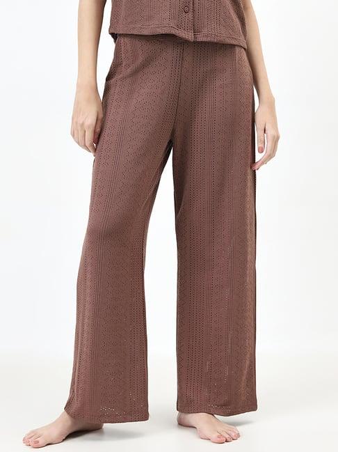 superstar by westside brown embroidered high-rise pants