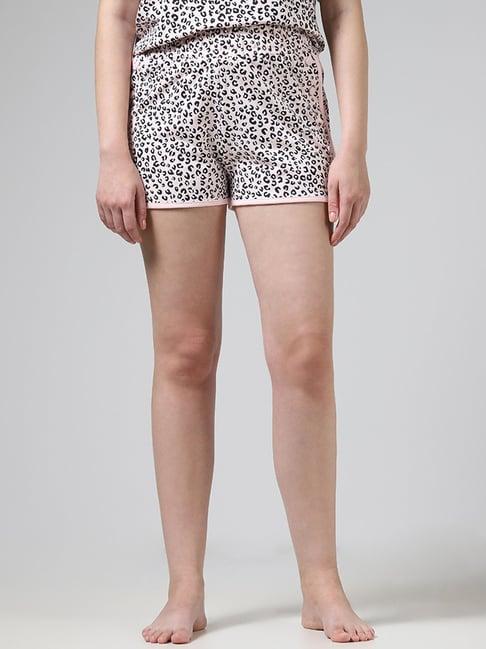 superstar by westside light pink animal printed dolphin shorts
