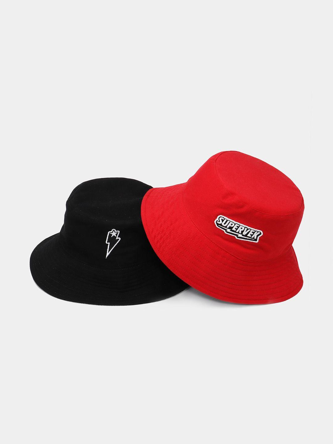 supervek brand logo embroidered reversible pure cotton bucket hat