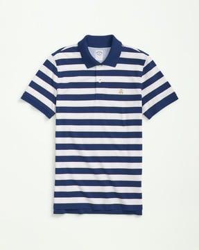 supima cotton multi-stripe polo t-shirt